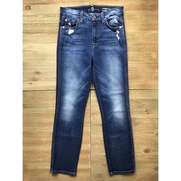 7FAM Cropped High Waist Vintage Straight Jeans - Picture 2 of 5